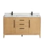 Miseno Gara 60" Free Standing Double Basin Vanity Set with Cabinet and Composite Stone Vanity Top Washed Ash Grey