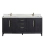 Miseno Gara 72" Free Standing Double Basin Vanity Set with Cabinet and Composite Stone Vanity Top Fir Wood Black