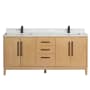 Miseno Gara 72" Free Standing Double Basin Vanity Set with Cabinet and Composite Stone Vanity Top Washed Ash Grey