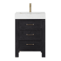 Miseno León 24" Free Standing Single Basin Vanity Set with Cabinet and Composite Stone Vanity Top Fir Wood Black