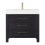 Miseno León 36" Free Standing Single Basin Vanity Set with Cabinet and Composite Stone Vanity Top Fir Wood Black