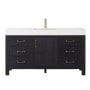 Miseno León 60" Free Standing Single Basin Vanity Set with Cabinet and Composite Stone Vanity Top Fir Wood Black