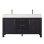 Miseno León 60" Free Standing Double Basin Vanity Set with Cabinet and Composite Stone Vanity Top Fir Wood Black