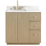 Miseno Oza 36" Free Standing Single Basin Vanity Set with Cabinet and Quartz Vanity Top Aged Natural Oak