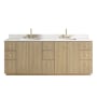 Miseno Oza 84" Free Standing Double Basin Vanity Set with Cabinet and Quartz Vanity Top Aged Natural Oak