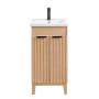 Miseno Palos 18" Free Standing Single Basin Vanity Set with Cabinet and Ceramic Vanity Top Fir Wood Brown
