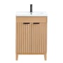 Miseno Palos 24" Free Standing Single Basin Vanity Set with Cabinet and Ceramic Vanity Top Fir Wood Brown
