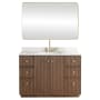 Miseno Oza 48" Free Standing Single Basin Vanity Set with Cabinet, Quartz Vanity Top and Mirror Aged Dark Brown Oak