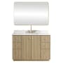 Miseno Oza 48" Free Standing Single Basin Vanity Set with Cabinet, Quartz Vanity Top and Mirror Aged Natural Oak