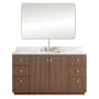 Miseno Oza 60" Free Standing Single Basin Vanity Set with Cabinet, Quartz Vanity Top and Mirror Aged Dark Brown Oak