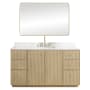 Miseno Oza 60" Free Standing Single Basin Vanity Set with Cabinet, Quartz Vanity Top and Mirror Aged Natural Oak