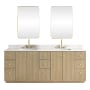 Miseno Oza 84" Free Standing Double Basin Vanity Set with Cabinet, Quartz Vanity Top and Mirror Aged Natural Oak