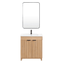 Miseno Palos 30" Free Standing Single Basin Vanity Set with Cabinet, Ceramic Vanity Top and Mirror Fir Wood Brown