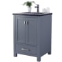 Miseno Prim 24" Free Standing Vanity Set with Grey Solid Oak Cabinet, Quartz or Cultured Marble Top, and Undermount Sink - Mirror Sold Separately Grey / Black Top