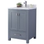 Miseno Prim 24" Free Standing Vanity Set with Grey Solid Oak Cabinet, Quartz or Cultured Marble Top, and Undermount Sink - Mirror Sold Separately Grey / Carrara White Top