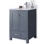Miseno Prim 24" Free Standing Vanity Set with Grey Solid Oak Cabinet, Quartz or Cultured Marble Top, and Undermount Sink - Mirror Sold Separately Grey / Quartz White Top