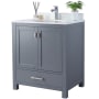 Miseno Prim 30" Free Standing Vanity Set with Grey Solid Oak Cabinet, Quartz or Cultured Marble Top, and Undermount Sink - Mirror Sold Separately Grey / Phoenix Stone Pure White Top