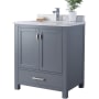 Miseno Prim 30" Free Standing Vanity Set with Grey Solid Oak Cabinet, Quartz or Cultured Marble Top, and Undermount Sink - Mirror Sold Separately Grey / Carrara White Top