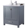 Miseno Prim 30" Free Standing Vanity Set with Grey Solid Oak Cabinet, Quartz or Cultured Marble Top, and Undermount Sink - Mirror Sold Separately Grey / Quartz White Top