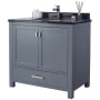 Miseno Prim 36" Free Standing Vanity Set with Grey Solid Oak Cabinet, Quartz or Cultured Marble Top, and Undermount Sink - Mirror Sold Separately Grey / Black Top