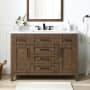 Miseno Tahoe 48" Free Standing Single Basin Vanity Set with Cabinet, Cultured Marble Vanity Top, and Mirror Almond Latte / White Cultured Marble
