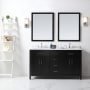 Miseno Tahoe 60" Free Standing Double Basin Vanity Set with Cabinet, Cultured Marble Vanity Top, and Mirrors Espresso / White Cultured Marble