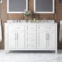 Miseno Tahoe 60" Free Standing Double Basin Vanity Set with Cabinet, Cultured Marble, and Marble Vanity Top White / White Carrara Marble