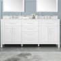Miseno Tahoe 72" Free Standing Double Basin Vanity Set with Cabinet, Cultured Marble, and Marble Vanity Top White / White Carrara Marble