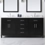 Miseno Tahoe 72" Free Standing Double Basin Vanity Set with Cabinet, Cultured Marble, and Marble Vanity Top Dark Espresso / White Cultured Marble
