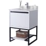 Miseno Repose 24" Free Standing Vanity Set with Solid Oak Cabinet, Quartz or Cultured Marble Top, and Undermount Sink - Mirror Sold Separately White / Quartz White Top