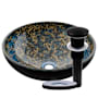 Miseno Distorto 16-1/2" Circular Glass Vessel Bathroom Sink and Drain Assembly Brown / Flat Black Drain