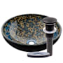Miseno Distorto 16-1/2" Circular Glass Vessel Bathroom Sink and Drain Assembly Brown / Oil Rubbed Bronze Drain