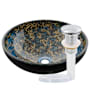 Miseno Distorto 16-1/2" Circular Glass Vessel Bathroom Sink and Drain Assembly Brown / Chrome Drain