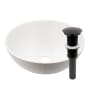 Miseno 12-5/8" Circular Porcelain Vessel Bathroom Sink and Pop-Up Drain Assembly Polished White / Oil Rubbed Bronze Drain