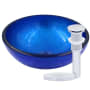 Miseno Verdazzurro 12" Circular Glass Vessel Bathroom Sink and Pop-Up Drain Assembly Blue / Chrome Drain