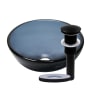 Miseno Marrone 12" Circular Glass Vessel Bathroom Sink and Pop-Up Drain Assembly Grey / Matte Black Drain