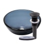 Miseno Marrone 12" Circular Glass Vessel Bathroom Sink and Pop-Up Drain Assembly Grey / Oil Rubbed Bronze Drain