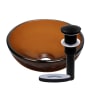 Miseno Marrone 12" Circular Glass Vessel Bathroom Sink and Pop-Up Drain Assembly Brown / Matte Black Drain