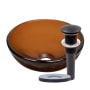 Miseno Marrone 12" Circular Glass Vessel Bathroom Sink and Pop-Up Drain Assembly Brown / Oil Rubbed Bronze Drain