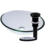 Miseno Oval 20" Tempered Glass Vessel Bathroom Sink Flat Black Drain