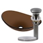 Miseno Oval 21-1/2" Tempered Glass Vessel Bathroom Sink Gun Metal Drain
