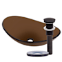Miseno Oval 21-1/2" Tempered Glass Vessel Bathroom Sink Oil Rubbed Bronze Drain