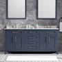 Miseno Tahoe 72" Free Standing Double Basin Vanity Set with Cabinet, Cultured Marble, and Marble Vanity Top Midnight Blue / White Cultured Marble
