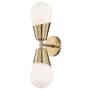 Mitzi Cora 2 Light 5" Wide Wall Sconce with Opal Etched Shades Aged Brass