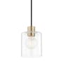 Mitzi Neko Single Light 5-1/2" Wide Mini Pendant with Clear Shade Aged Brass