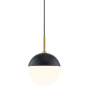 Mitzi Renee 7" Wide Single Pendant with Frosted Glass Shade Aged Brass / Black