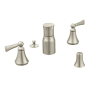 Moen Wynford Double Handle Widespread Bidet Faucet with Pop-Up Waste Assembly Brushed Nickel