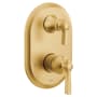 Moen Flara 2 Function Pressure Balanced Valve Trim Only with Double Lever Handle, Integrated Diverter - Less Rough In Brushed Gold