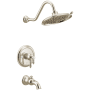 Moen Weymouth M-CORE 4-Series Tub and Shower Trim Package with 1.75 GPM Multi Function Shower Head Polished Nickel