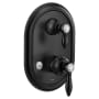 Moen Weymouth 2 Function Pressure Balanced Valve Trim Only with Double Lever Handle, Integrated Diverter - Less Rough In Matte Black